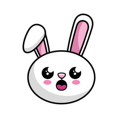 kawaii surprised bunny animal icon over white background. colorful design. vector illustration