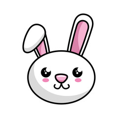 kawaii happy bunny animal icon over white background colorful design vector illustration