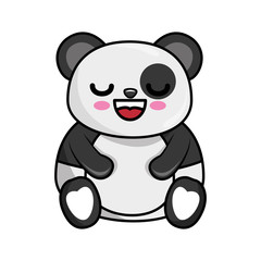 Naklejka premium kawaii happy panda bear animal icon over white background. colorful design. vector illustration