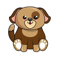 kawaii dog animal icon over white background. colorful design. vector illustration