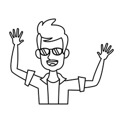 cartoon man enjoying traveler vacation funny vector illustration