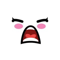 kawaii crying face icon over white background colorful design vector illustration