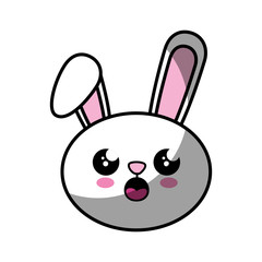 kawaii surprised bunny animal icon over white background. colorful design. vector illustration
