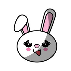 kawaii happy bunny animal icon over white background colorful design vector illustration