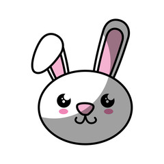 kawaii happy bunny animal icon over white background colorful design vector illustration