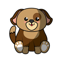 kawaii dog animal icon over white background. colorful design. vector illustration