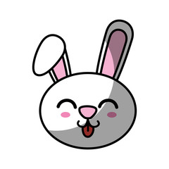 kawaii happy bunny animal icon over white background colorful design vector illustration