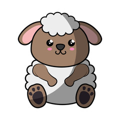 kawaii sheep animal icon over white background. colorful design. vector illustration