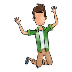 cartoon man enjoying traveler vacation funny vector illustration