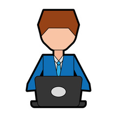 man pc faceless cartoon vector graphic design