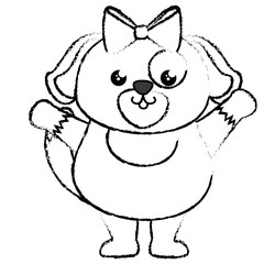 kawaii puppy animal icon over white background. vector illustration