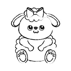 kawaii sheep animal icon over white background. vector illustration