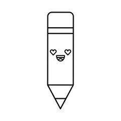 cute kawaii line icon pencil cartoon vector graphic design