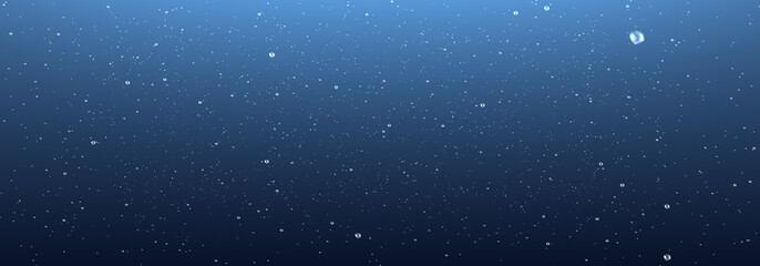 panoramic view beautiful water drop frozen in time, blue background, panoramic view water fountain in slow motion, magic raindrop freez