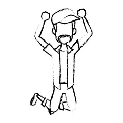 cartoon man happy enjoy expressive vector illustration