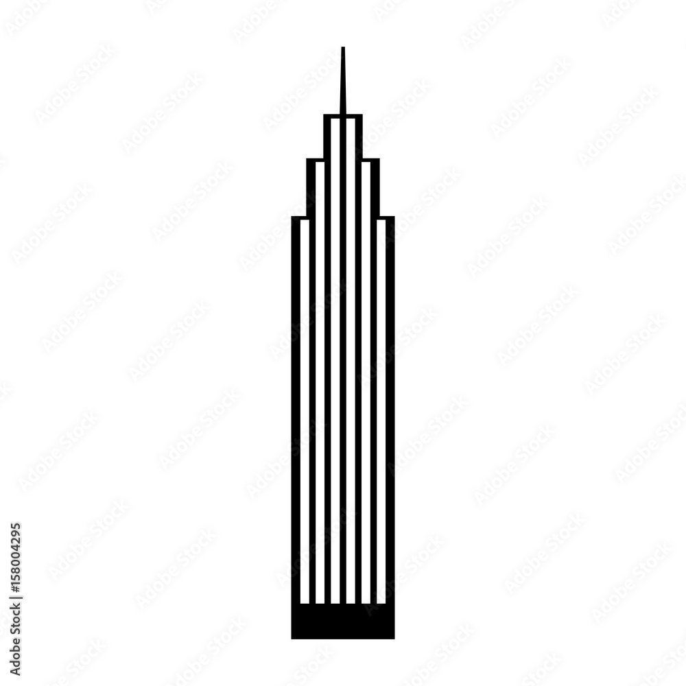 Poster black icon skyscraper cartoon vector graphic design