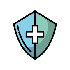 shadow blue medical shield cartoon vector graphic design