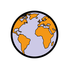 earth planet icon over white background vector illustration