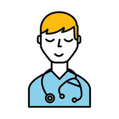 blond doctor character cartoon vector graphic design