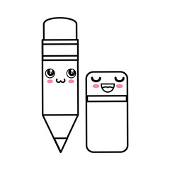 Pencil kawaii cartoon icon vector illustration graphic design
