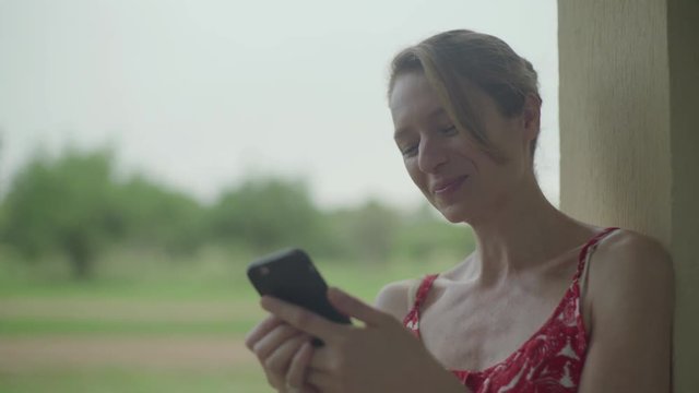 Woman using smart phone