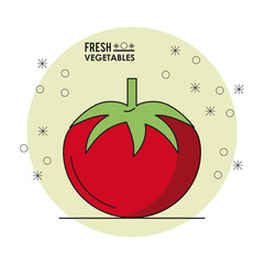 colorful poster of fresh vegetables with tomato vector illustration