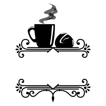 vintage frame with coffee mug icon over white background. vector illustration