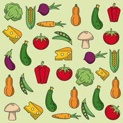 colorful background with pattern of vegetables vector illustration