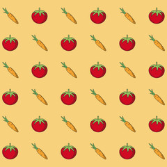 colorful background with pattern of tomatoes and carrots vector illustration
