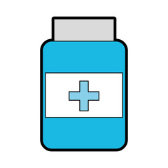 Fototapeta premium blue pill bottle cartoon vector grpahic design