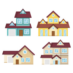 Set of houses over white background vector illustration