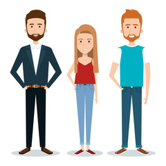Fototapeta premium Standing people set over white background. Vector illustration.