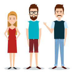 Standing people set over white background. Vector illustration.