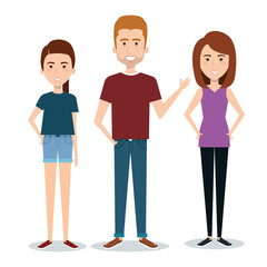 Fototapeta premium Standing people set over white background. Vector illustration.