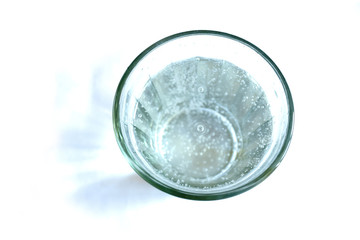 Glass of mineral water, top view