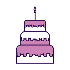 cute purple birthday cake cartoon vector graphic design