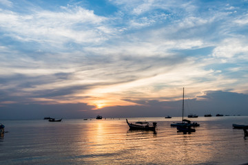 Fototapeta na wymiar Sunset sky at the beach background.