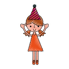 cute scribble party girl cartoon vector graphic design