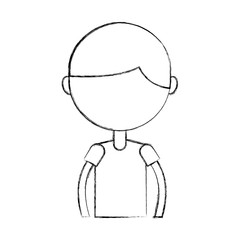 cute sketch draw upper body boy cartoon vector graphic design