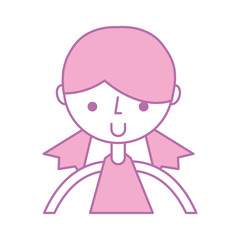 cute purple upper body girl cartoon vector graphic design