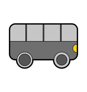 cute grey bus cartoon vector graphic design