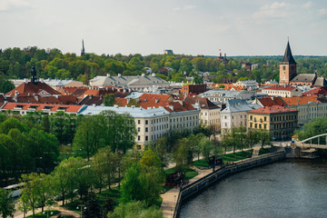Springtime cityscape of Tartu town, Estonia