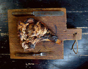 juicy grilled steaks on a cutting board