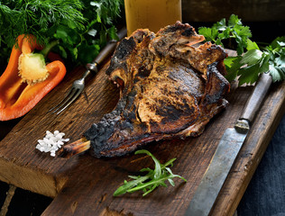 juicy grilled steaks on a cutting board