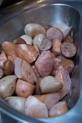  sausage food in dish buffet restaurant