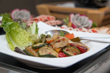  salads on a buffet table