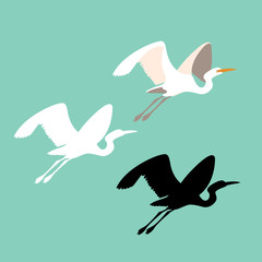 heron bird vector illustration style Flat