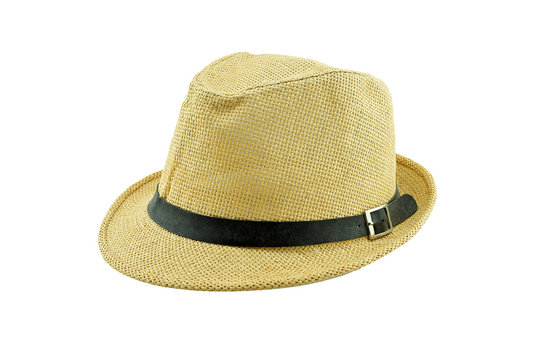 pretty straw hat isolated on white background