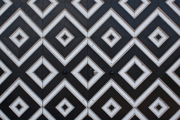 door ornament wooden gate figured rhombus black and white pattern
