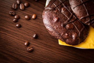 chocolate chip cookie with coffee aroma top view chocolate cookies coffee sweet